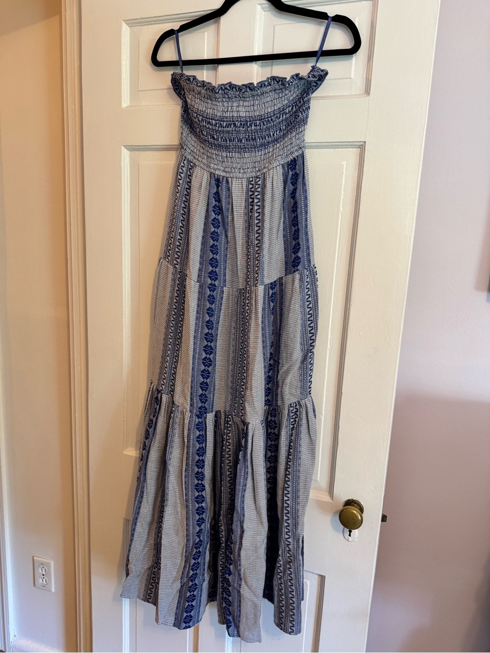Veronica Beard McKinney Strapless Cutout Tiered Maxi Dress Tie Back, Small